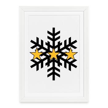 Sport d'hiver - Ski - 3ème étoile - Affiche encadrée (27 × 37 cm) - blanc - Devant