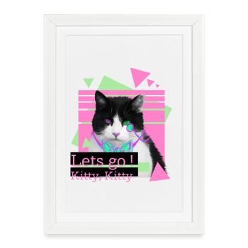 Laisse aller le chaton, le chaton - Affiche encadrée (27 × 37 cm) - blanc - Devant
