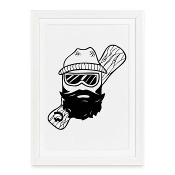 Cool Bearded Wooden Boarder for Shirts, Hoodies - Framed poster (27 × 37 cm) - white - Front