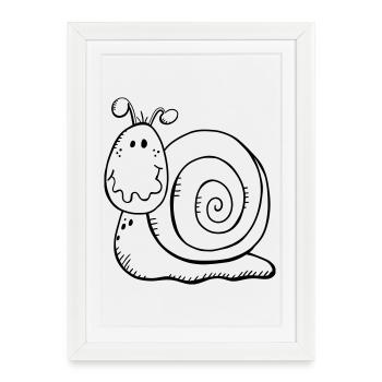 Funny Snail - Nature - Gift - Cartoon - Framed poster (27 × 37 cm) - white - Front