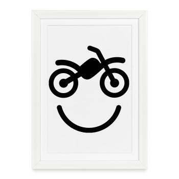 Happy off the road motocross smiley - motorcycle - Affiche encadrée (27 × 37 cm) - blanc - Devant