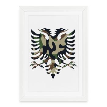 Couleurs de camouflage du drapeau de l'Albanie - Affiche encadrée (27 × 37 cm) - blanc - Devant