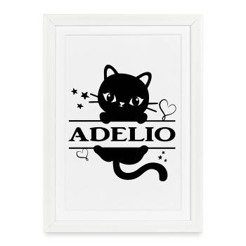 t-shirt Adelio chat t-shirt cadeau idée cadeau - Affiche encadrée (27 × 37 cm) - blanc - Devant