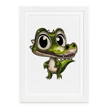 Alligator Crocodile - Affiche encadrée (27 × 37 cm) - blanc - Devant