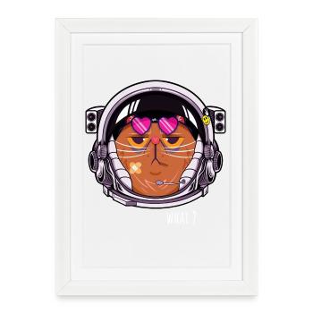 Cosmocat - Affiche encadrée (27 × 37 cm) - blanc - Devant