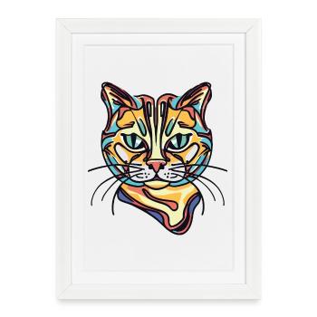 Colorful Cat - Framed poster (27 × 37 cm) - white - Front
