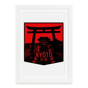 Torii de Kyoto en pourpre - Affiche encadrée (27 × 37 cm) - blanc - Devant