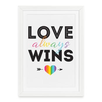 Mois de la fierté LGBTQ - L’amour gagne toujours - Affiche encadrée (27 × 37 cm) - blanc - Devant