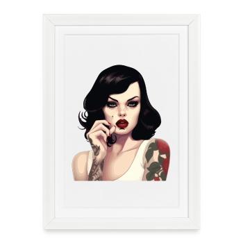 Illustration de style tatouage de roche vintage - Affiche encadrée (27 × 37 cm) - blanc - Devant