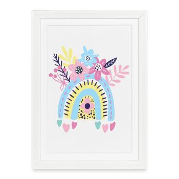 Pastel Rainbow Floral Arc - Framed poster (27 × 37 cm) - white - Front