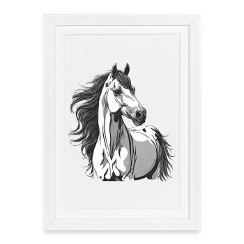 cheval, fan de chevaux, équitation - Affiche encadrée (27 × 37 cm) - blanc - Devant