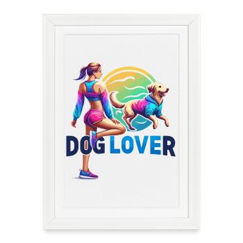 Conception de remise en forme vibrante d’amoureux des chiens - Affiche encadrée (27 × 37 cm) - blanc - Devant