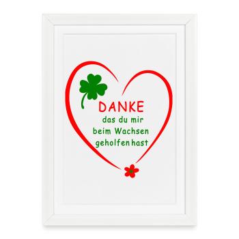 Merci Cœur avec Shamrock - Affiche encadrée (27 × 37 cm) - blanc - Devant