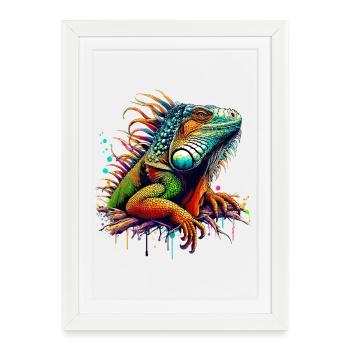 Iguane - Affiche encadrée (27 × 37 cm) - blanc - Devant