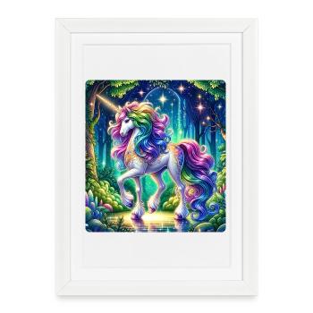 Fantaisie Licorne Chevaux Fans Licorne Amoureux - Affiche encadrée (27 × 37 cm) - blanc - Devant