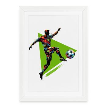 dynamic soccer player playing soccer - Framed poster (27 × 37 cm) - white - Front