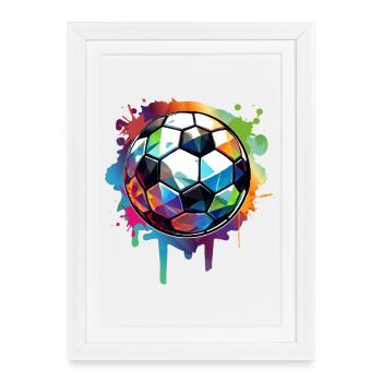 Colorful Urban Football Graffiti with Light Reflections - Framed poster (27 × 37 cm) - white - Front