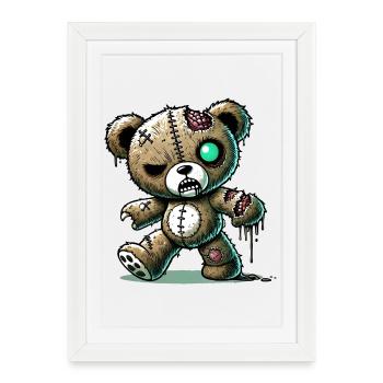 Peluche zombie effrayante pour Halloween - Affiche encadrée (27 × 37 cm) - blanc - Devant