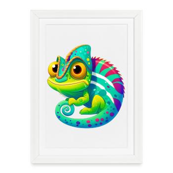 Caméléon - Affiche encadrée (27 × 37 cm) - blanc - Devant