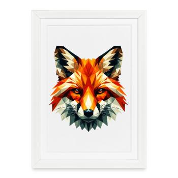 Renard polygonal - Affiche encadrée (27 × 37 cm) - blanc - Devant