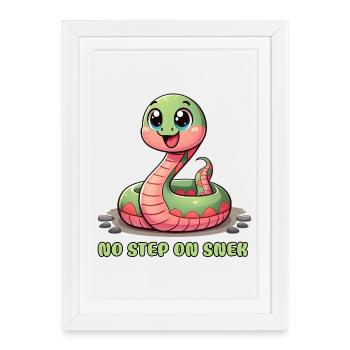No Step on Snek : un signe d’avertissement hilarant - Affiche encadrée (27 × 37 cm) - blanc - Devant