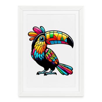Toucan arlequin - Affiche encadrée (27 × 37 cm) - blanc - Devant