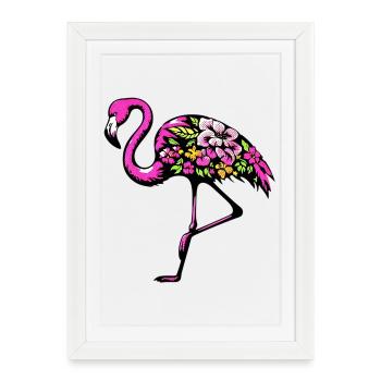 Flamant - Affiche encadrée (27 × 37 cm) - blanc - Devant