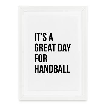 Handball Handball Handball - Affiche encadrée (27 × 37 cm) - blanc - Devant