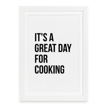 Cuisiner Cuisiner Cuisiner - Affiche encadrée (27 × 37 cm) - blanc - Devant