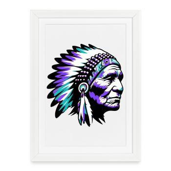 Amérindien Américain - Affiche encadrée (27 × 37 cm) - blanc - Devant