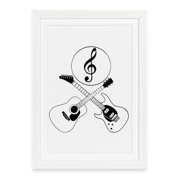 Guitars and music - Framed poster (27 × 37 cm) - white - Front