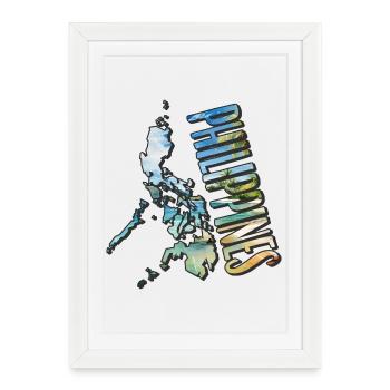 Carte à l’aquarelle Philippines - Affiche encadrée (27 × 37 cm) - blanc - Devant