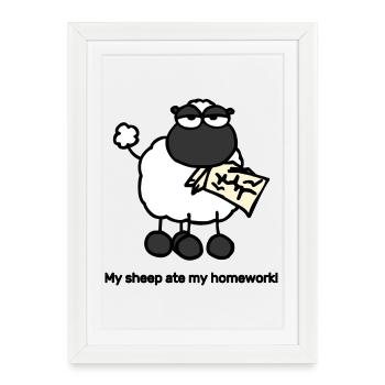 MySheepatemyHomework - Framed poster (27 × 37 cm) - white - Front