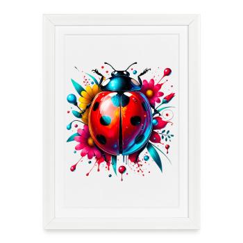 Coccinelle - Affiche encadrée (27 × 37 cm) - blanc - Devant
