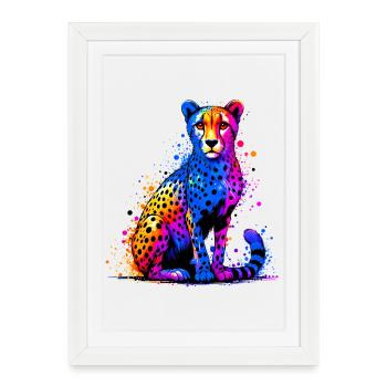 Guépard - Affiche encadrée (27 × 37 cm) - blanc - Devant