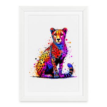 Guépard - Affiche encadrée (27 × 37 cm) - blanc - Devant