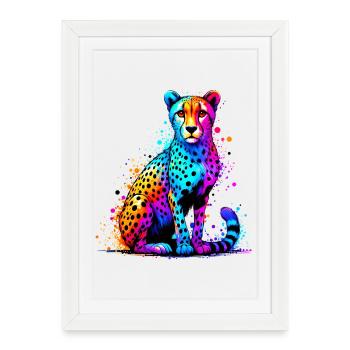 Guépard - Affiche encadrée (27 × 37 cm) - blanc - Devant