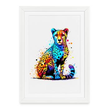 Guépard - Affiche encadrée (27 × 37 cm) - blanc - Devant