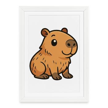 Cute Cartoon Capybara, cuteand chill - Framed poster (27 × 37 cm) - white - Front