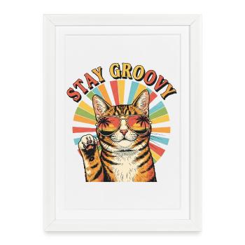 Restez groovy - Affiche encadrée (27 × 37 cm) - blanc - Devant