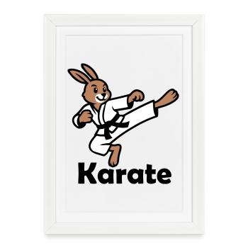 Karaté Lapin - Affiche encadrée (27 × 37 cm) - blanc - Devant