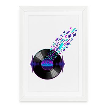 Retro Vinyl and Digital Skyline Design - Framed poster (27 × 37 cm) - white - Front