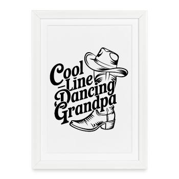 Danse en ligne cool Grand-père Danse country Grand-père - Affiche encadrée (27 × 37 cm) - blanc - Devant