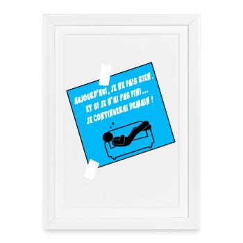 Humorist Quote on Blue Sofa - Framed poster (27 × 37 cm) - white - Front