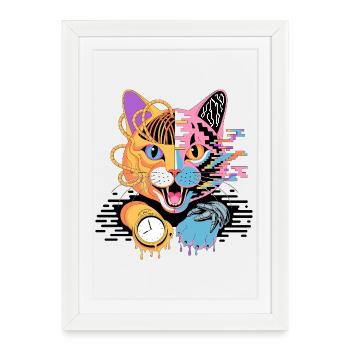 Illustration numérique de fusion de chat - Affiche encadrée (27 × 37 cm) - blanc - Devant
