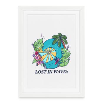 Lost in Waves – Tropical Surf Vibes Design - Framed poster (27 × 37 cm) - white - Front