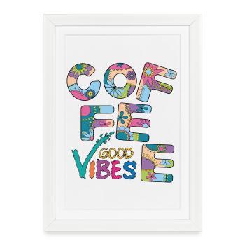 Vibrations du café - Affiche encadrée (27 × 37 cm) - blanc - Devant
