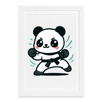 Conception d’arts martiaux Panda mignon - Affiche encadrée (27 × 37 cm) - blanc - Devant