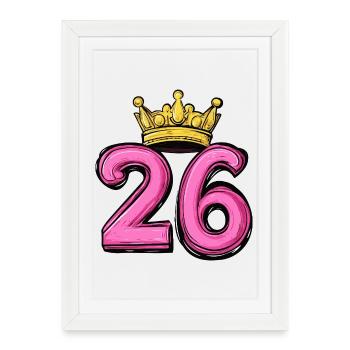 26 Nombre Couronne - Affiche encadrée (27 × 37 cm) - blanc - Devant