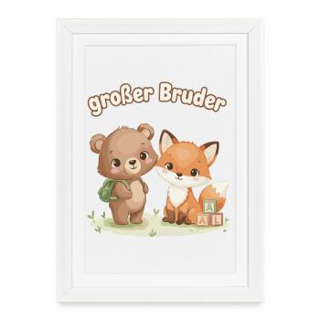 Big Brother Bear and Fox - Framed poster (27 × 37 cm) - white - Front